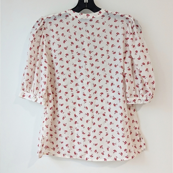 NEW Rebecca Taylor Silk Pleated Tie Neck Blouse - Picture 7 of 7